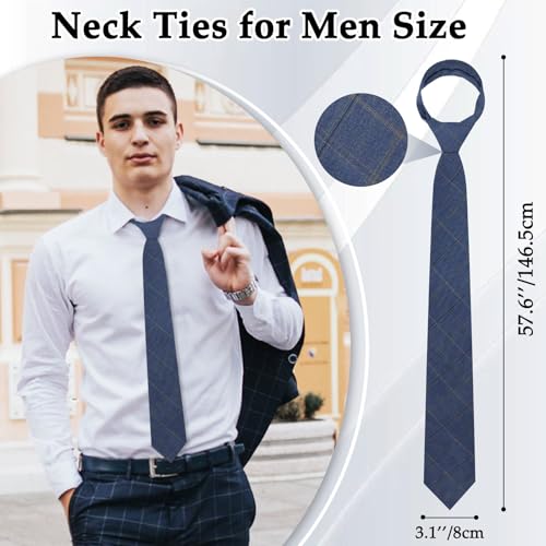 Image of Ties for Men, 3.15'' Mens Plaid Tie Checkered Pattern Necktie for Wedding Party Formal Casual Business Graduation