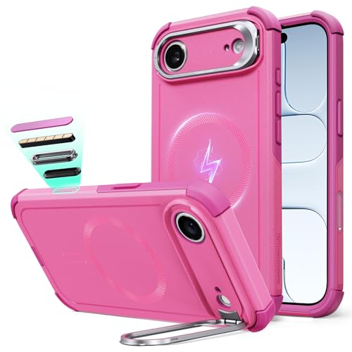 Image of ESR for iPhone Air Case with Stand, 23ft Military-Grade Drop Protection, Camera Control, Shock-Absorbing iPhone 17 Air Rugged case, Compatible with MagSafe Accessories, Cyber Series, Pink