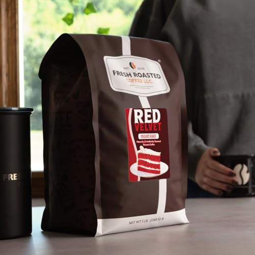 Image of Fresh Roasted Coffee, Red Velvet Flavored Drip Ground Coffee, Medium Roast, Kosher, 5 lb (80 oz)