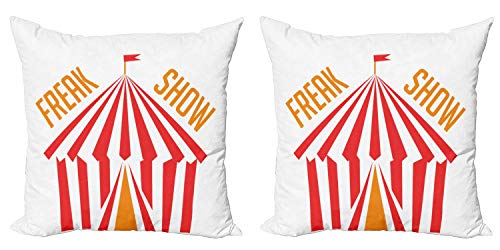 LXJ-CQ Freak Show Funda de Almohada Decorativa Paquete de 2 Carpas de Circo con una Bandera y Rayas tipográficas en Tonos de Verano Funda de cojín de sofá 18"x18