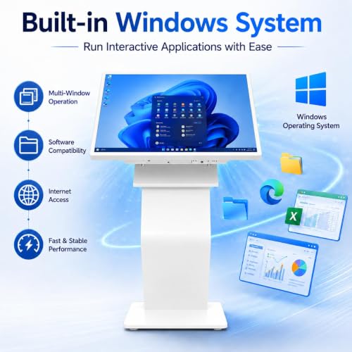 Image of 32 inch Touch Screen Kiosk, Windows11 System(8+128g), K-Style Stand Inquiry Machine, Human-Machine Interaction Smoothly for Mall Navigation /Self-Ordering /Advertising /Retail Store