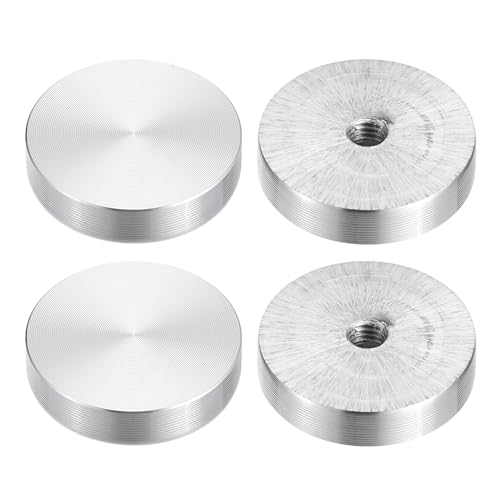 sourcing map Disco de Aluminio En Forma Redonda de 30mm de Diámetro Con Rosca M6, Hardware de 4 Piezas, Adaptador de Disco de Aluminio para Mesa de Vidrio