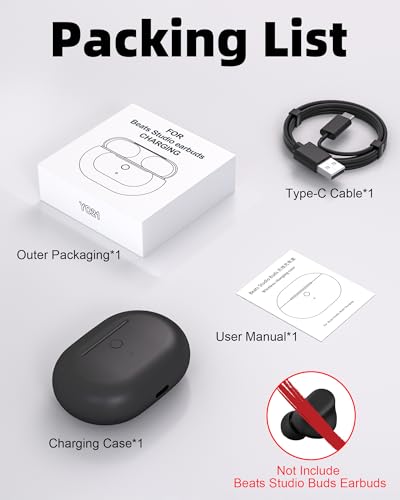 Image of Charging Case Replacement for Beats Studio Buds - Earbuds Charger Case with Bluetooth Pairing Sync Button, 660mAh Battery (Earbuds Not Included)