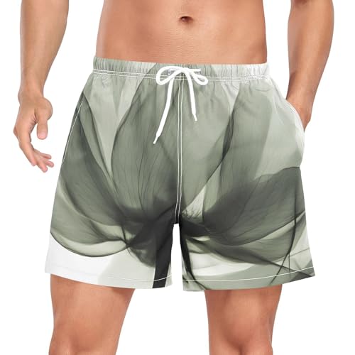 Mens Swim Trunks with Liner, Beautiful Floral Perspective Cool Quick Dry Beach Swim Shorts, Swimwear Bathing Suits S