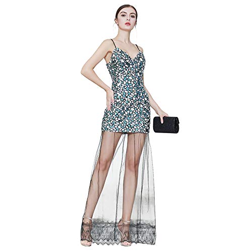 Robe de cocktail haut de gamme bleu roi à fines bretelles design minimaliste M