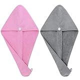 ProHomTex Microfiber Hair Towel Wrap, Set of 2(10' x 26') Quick Dry Super Absorbent Hair Turbans for...