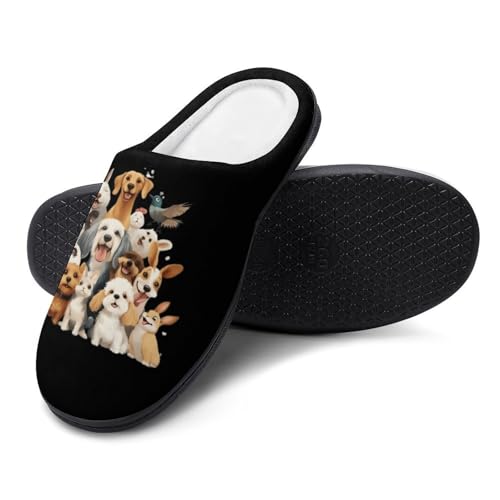 Dogs And Birds Women's Cotton Slippers Indoor Outdoor Slip-on Warm House Shoes with Anti-Skid Rubber Sole4