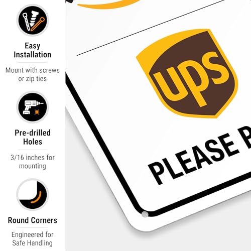 Image of Package Delivery Sign, Please Leave Packages Here Sign, FedEx, Amazon, UPS, USPS, 10x14 Inches, Rust Free .040 Aluminum, Fade Resistant, Made in USA by Sigo Signs