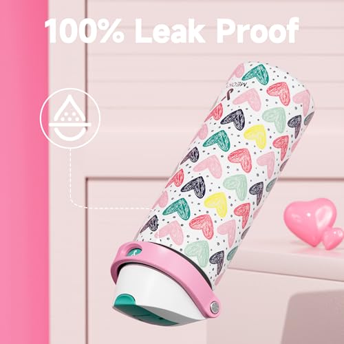 Image of 24 oz Valentine's Day Water Bottle: Meoky Stainless Steel Water Bottle with Straw and Spout Lid - Leak Proof, Cold for 24 Hours, Fits in Car Cup Holder, Valentines Day Gifts for Him Men Husband, Heart