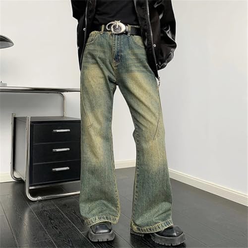 Men's Jeans American Style Worn Out Gradient Color Light Flare Pants3
