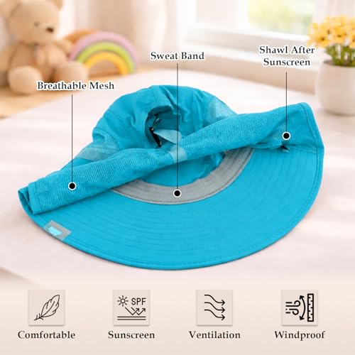 Image of SYGA Children's Cute Pink Bunny Sun Hat UPF 50+ Wide Brim UV Protection Bucket Hat, Lightweight Breathable Summer Beach Fishing Hat for 3-10 Years Boys & Girls