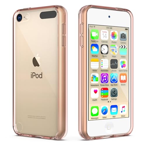 ULAK Compatible with iPod Touch 7/6/5 Case, Clear Slim Hybrid Bumper TPU/Scratch Resistant Hard PC Back/Corner Shock Absorption Case for Apple iPod Touch 5th/6th/7th Generation, Rose Gold