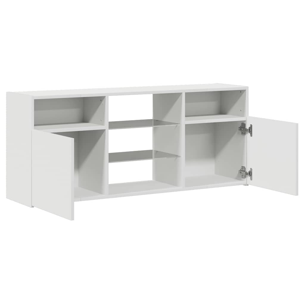 vidaXL TV-Schrank mit LED-Beleuchtung, Weiß, 120x30x50 cm, Holzwerkstoff & Sicherheitsglas, TV-Board für Fernseher bis 50", Lowboard mit Ablagen, Modernes Wohnzimmermöbel