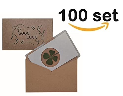 Housewarming, Fourleaf Clover Personalized All Occasion Card Greeting, Wedding, Good Luck Charm Lamination, Various Event Anniversaries Busins Card Wallet Case Bookmark (White, Set Of 100) #TOP1