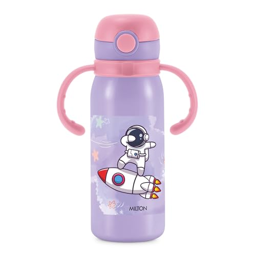 Image of MILTON Fountain 650 ISI Certified Stainless Steel Water Bottle, Leak Proof, Rust Proof, Single walled,1 Yr Warranty, Ideal Sipper Water Bottle for School Kids Bottle, 625 ml, Purple (Astronaut)