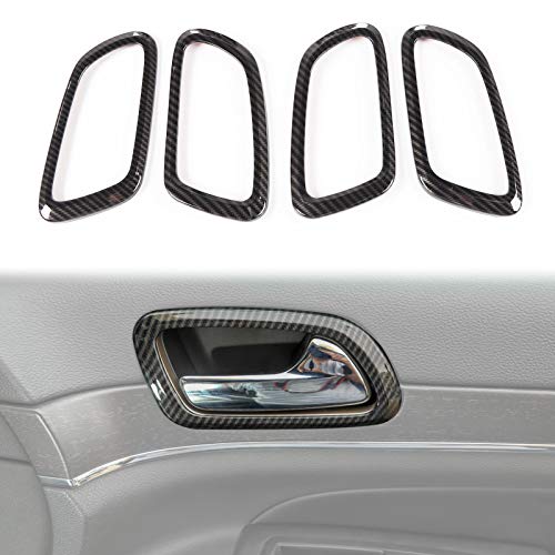 CheroCar for Jeep Grand Cherokee Inner Door Handle Bowl Decoration Ring Trim Cover for Jeep Grand Cherokee 2011-2020, Interior Accessories (Carbon Fiber Grain)