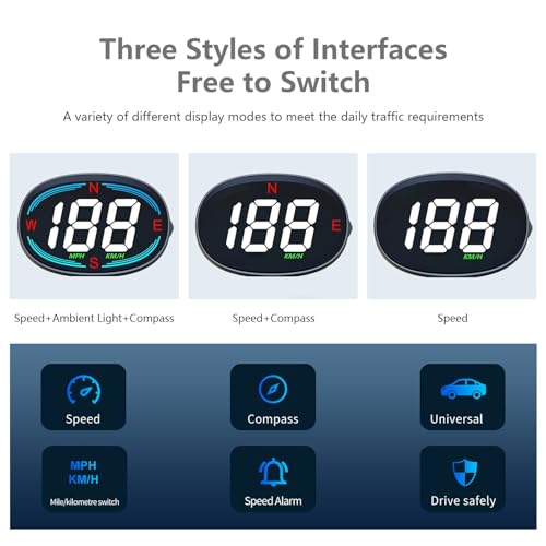 image for AZIJYV H2 GPS Speedometer Digital Speedometer GPS HUD Universal All Ca