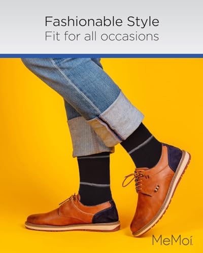 MeMoi Men's Spacedye Stripe Rayon Dress Crew Socks4