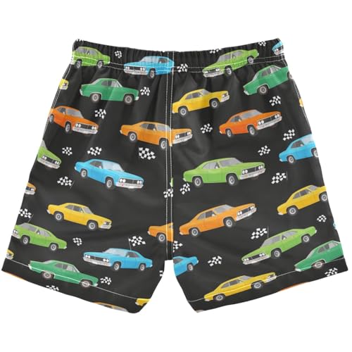 Pigsaly Retro Race Cars Boys Swim Trunks Machinery Trucks Toddler Beach Board Shorts Baby Summer Bathing Suit 4T2
