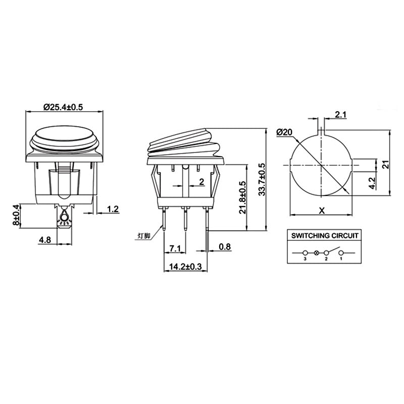 Interruptor redondo KCD1 para sustituir mandos estropeados en fuentes de 24V 7