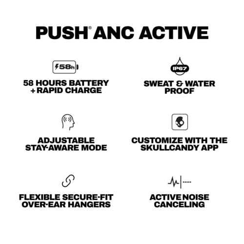 Skullcandy Push ANC Active Noise Cancelling Wireless Earbuds - Black/Orange - image 7