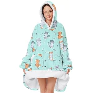 Century Star Wearable Blanket Hoodies for Women Men Sherpa Oversized Thick Cozy Fleece Soft Warm Adult Sweatshirt Hooded