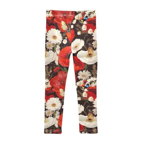 Girls' Leggings Flowers Floral Red White Kids Yoga Tights Pants 1 Pack 208500202