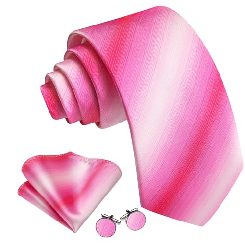 Image of Barry.Wang Plaid Ties for Men Silk Necktie Handkerchief Cuff Links Set