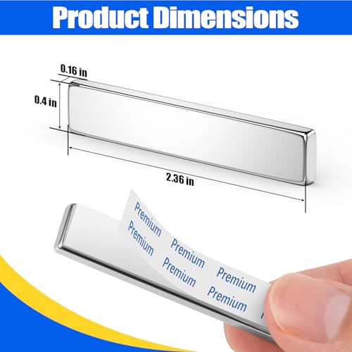 Image of FINDMAG Rare Earth Magnet Strips with Adhesive Backing, 10 Pack, 60x10x4mm | Strong neodymium bar magnets with a flat bar shape; for wall signs, cabinet doors, posters, tool storage and garage setups