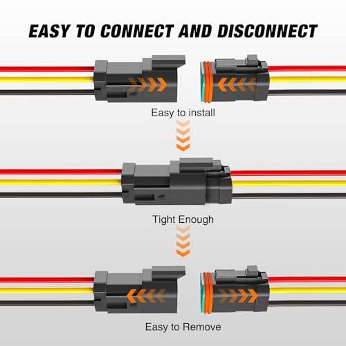 Image of Nilight 3 Pin DT Connectors 16AWG 6 Kits Male&Female Electrical Connector