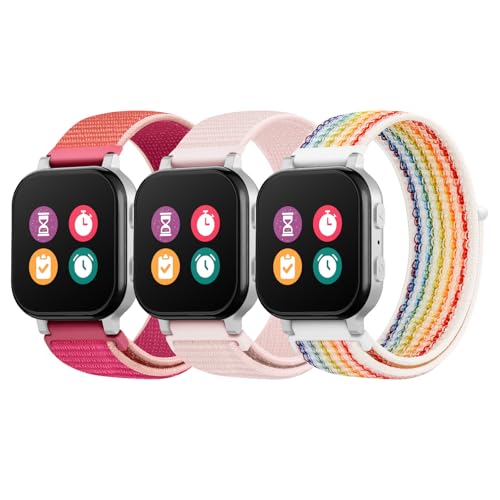 Butifacion 3 Pack Kids Nylon Bands Compatible with Gizmo Watch 3 2 1/Gabb Watch 3e 3 2 1/Sync UP Watch/Cosmo Jr Track Watch 20mm Hook & Loop Soft Breathable Watch Band Replacement for Boys & Girls