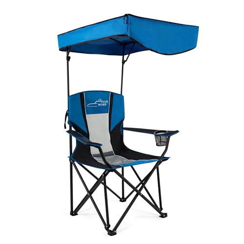 FAIR WIND Oversized Camping Lounge Chair with Adjustable Shade Ca...
