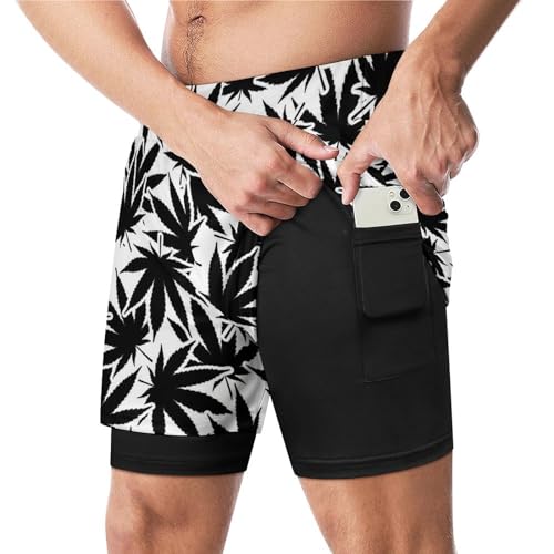 KiRYu Men's Swim Trunks Weed-pattern-marijuanas Quick Dry Board Shorts, XX-Large2