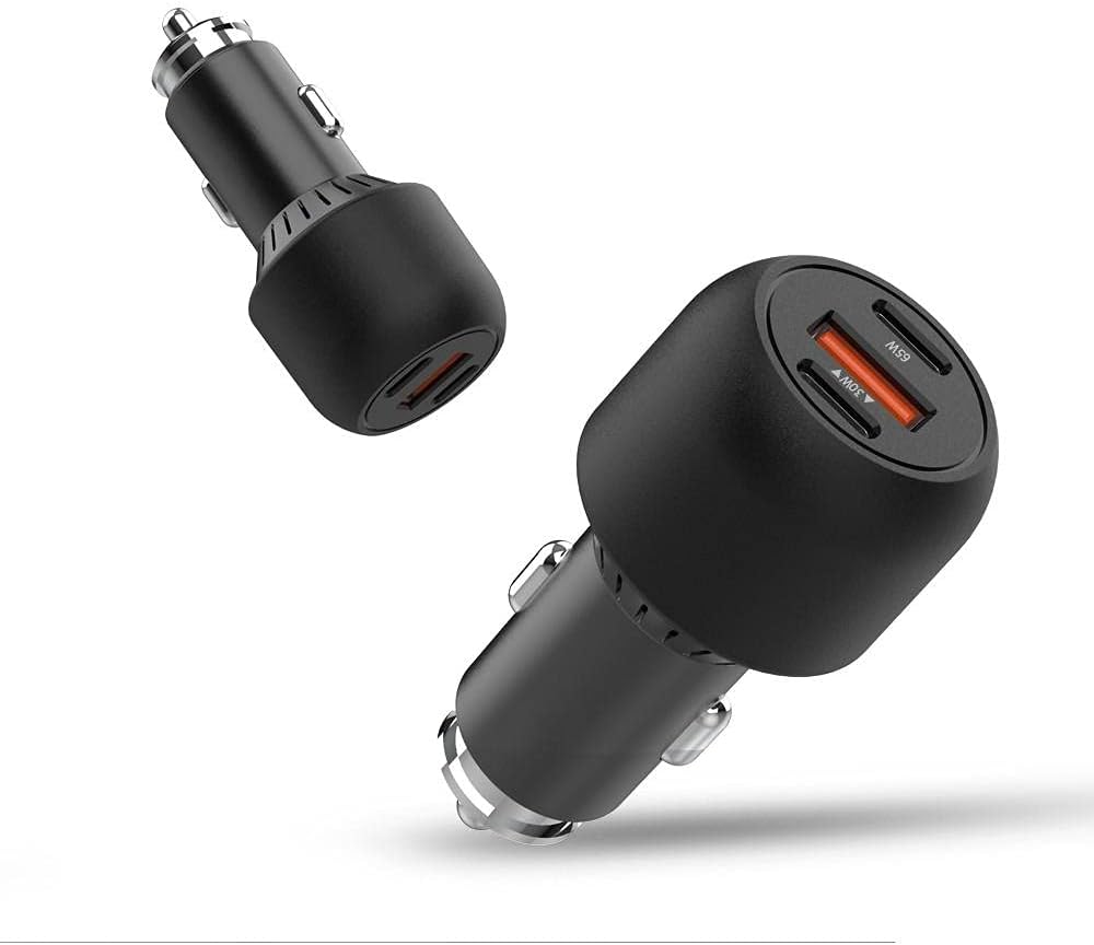 BoxWave Car Charger Compatible with Lenovo Tab M10 FHD Plus (2nd Gen) - PD Car Charger Bundle (65W), Power Delivery Cable Car Adapter - Jet Black