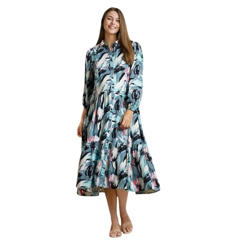 Image of MomToBe Women's Fit and Flare Calf Length Rayon Maternity Dress /Pregnancy Dress /Easy Breastfeeding Dress /Western Dress with Zippers for Nursing Pre and Post Pregnancy
