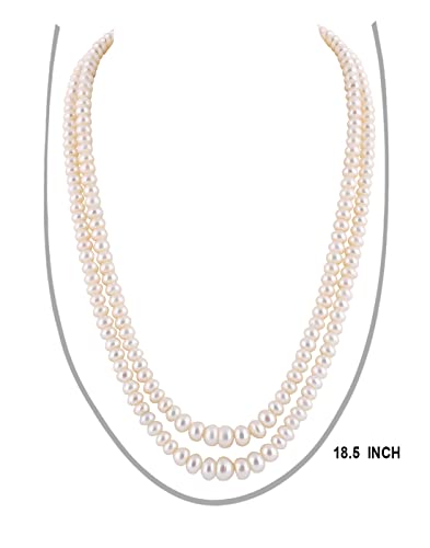 Image of Pitti Jewels And Pearls Natural Fresh Water Hyderabadi Button Shaped 4 To 9 MM Size Pearl Graduation Necklace Chain With Certificate from Hyderabad for Women Girls