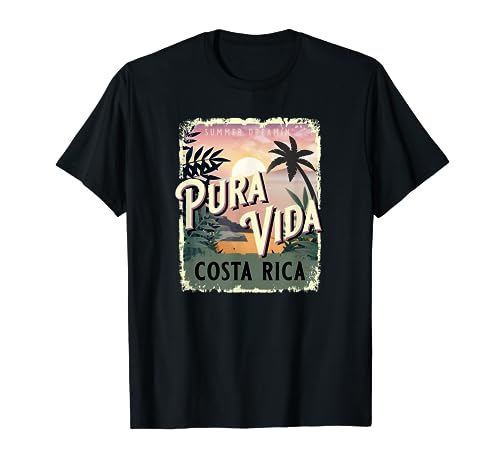 Pura Vida Costa Rica Vacaciones Tropicales Viajes Vintage Camiseta