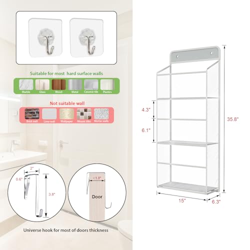 Univivi UN01001 3 Shelves Bathroom Shower Organizer, Over The Door Shower Caddy With 3 Transparent Pvc Pockets thumb #1