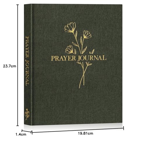 Image of Lanpn Bible Prayer Journal for Women Men, 68 Weeks Linen Bible Study Journal Christian Prayer Notebook Planner with Scripture Verse, Devotional Journal Religious Christian Faith Gifts Women, Green