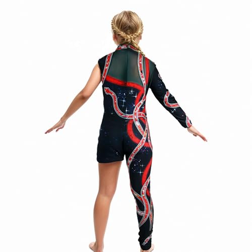 Disfraz de enterizo rojo con estampado de serpiente para niñas 7-8 años miniatura 4