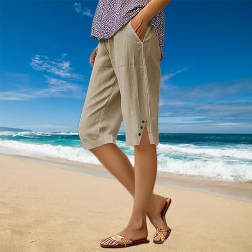 Pedal Pushers for Women, Comfortable Breathable Women Shorts for Seniors Lightweight Casual Pants for Summer2