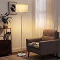 GyroVu Marble Floor Lamp, Adjustable Height Standing Lamp with Marble Base Tall Lamp with Pull Chain Switch Floor Lamps for Living Room, Bedroom & Office Bulbs Not Included(Silver)