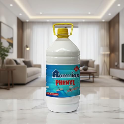Image of Hommies White Phenyl Floor Cleaner 5L - Multi-Purpose Disinfectant Liquid | Anti-Bacterial Surface Cleaner for Hospitals, Homes & Bathrooms | 10X Stain Removal