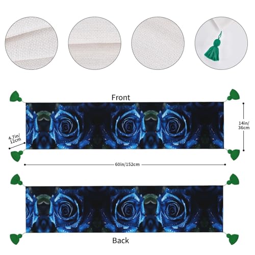Chemin de table imprimé rose bleu résistant pour table basse