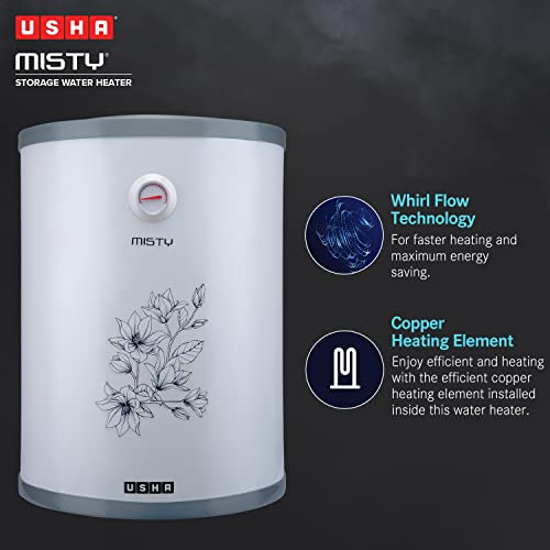 Usha Misty 6 Ltr 2000-Watt 5 Star Storage Water Heater (Grey Magnolia)
