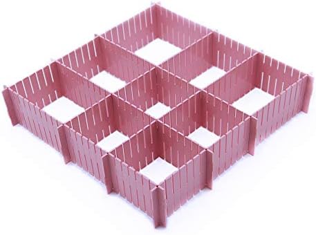 DIY Drawer Dividers 8 Packs Dresser Kitchen Office Organizer Accessories Underwear Tools Utensil Plastic Storage (Pink)