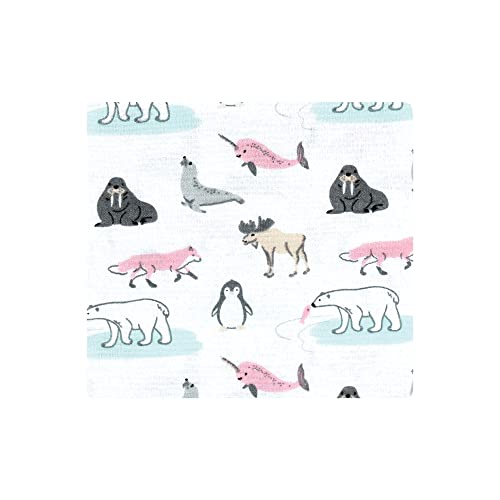 Image of Hudson Baby Unisex Baby Cotton Flannel Receiving Blankets Bundle, Girl Arctic Animals, One Size