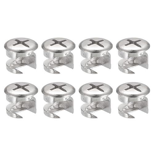 TA-VIGOR 8Pcs Furniture Connecter Cam Lock Nuts Fittings, 13mm x 11mm Screw Eccentric Fasteners for Cabinet Drawer Dresser Wardrobe Furniture Panel Connecting, Silver