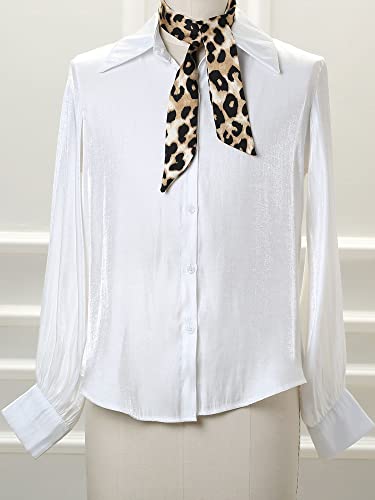 Allegra K 2Pcs Women Skinny Scarf Leopard/Solid Color Hairband Long Neckerchief Neck Scarf4