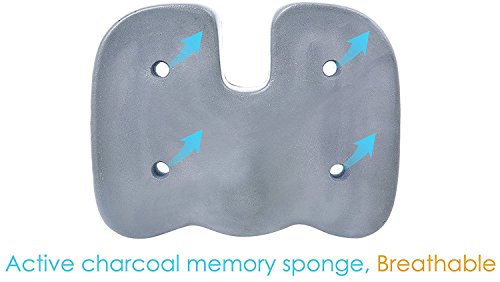 Cylen Home-Memory Foam Bamboo Charcoal Infused Ventilated Orthopedic Seat Cushion For Car And Wheel Chair - Washable & Breathable Cover (Wine) #TOP4